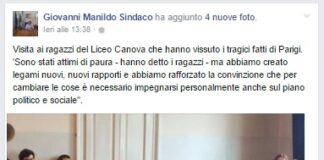 Visita di Manildo alle classi tornate da Parigi