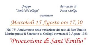 Ritorna il 15 agosto la processione di Sant’Emilio a Collagu’ , nel Soligo