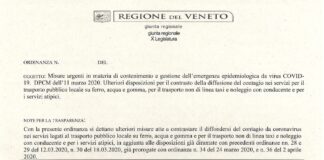 Obbligo di mascherine e guanti sui mezzi pubblici del Veneto