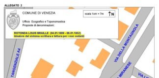 La Giunta approva l’intitolazione di una rotonda a Mestre a Louis Braille La mappa della Rotonda Braille