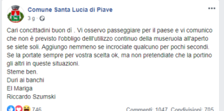 Sindaco chiama “museruole” le mascherine. Cittadini divisi ma da fuori Comune chiedono “asilo”