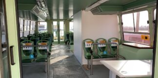 Vaccini nelle Isole: un vaporetto dedicato li porta agli anziani di Sant’Erasmo e delle Vignole nella giornata di Pasquetta L'interno del vaporetto dedicato alle vaccinazioni