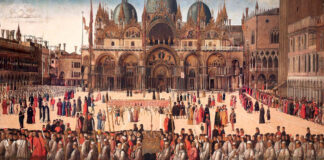 Ca’ Foscari, lezioni davanti alle opere d’arte Gentile Bellini - Processione in Piazza San Marco - credits @Ca' Foscari