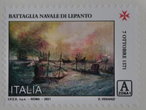 Il francobollo raffigurante la Battaglia di Lepanto