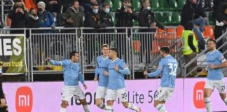 Venezia FC-Lazio 1-3, ospiti più cinici I festeggiamenti della Lazio dopo un goal contro il Venezia - foto Andrea Pattaro @Vision