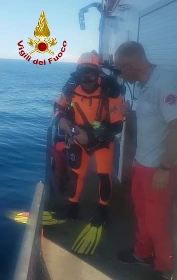 I sommozzatori di Vicenza nell’operazione di recupero dell’attrezzatura del subacqueo deceduto
