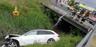 FOTONOTIZIA – Caltana, si scontrano due auto: una finisce giù da un ponte Caltana, l'auto caduta giù da un ponte a seguito dello scontro con un'altra macchina