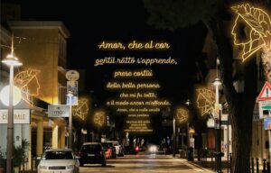 Via Dante Alighieri a Jesolo - come sarà illuminata dai versi del Sommo Poeta