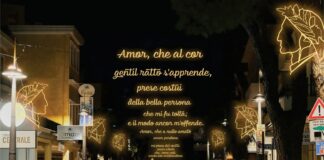 I versi di Dante illuminano il lido di Jesolo Via Dante Alighieri a Jesolo - come sarà illuminata dai versi del Sommo Poeta
