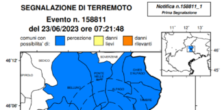 Scossa di magnitudo 2,9 a Fregona Protezione Civile della Regione Veneto