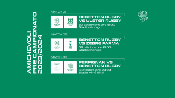 Benetton Rugby, le amichevoli estive
