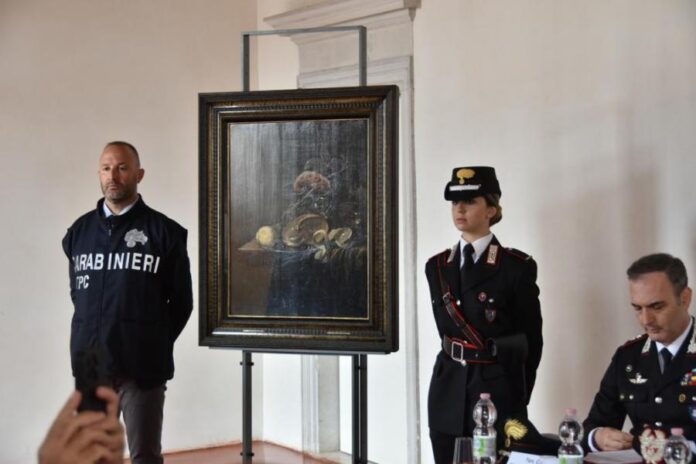 Il dipinto recuperato dai Carabinieri
