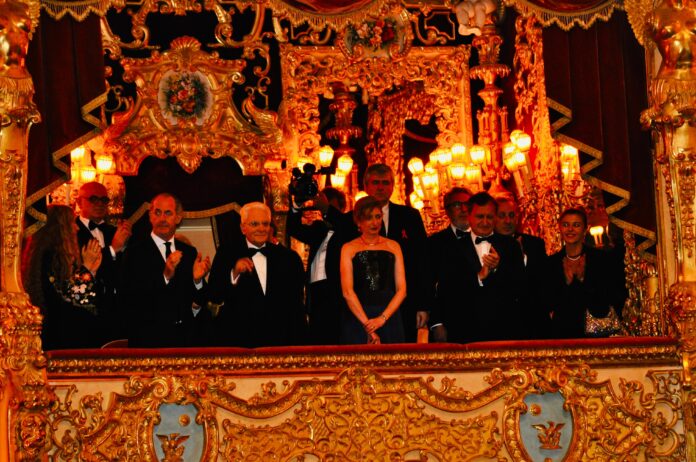 Il Palco Reale del Teatro La Fenice con il Presidente della Repubblica Sergio Mattarella