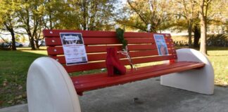 Al Liceo Luigi Stefanini inaugurata una panchina rossa La panchina rossa inaugurata al Liceo Luigi Stefanini