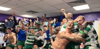 Newcastle Falcons-Benetton Treviso 18-57 Newcastle Falcons-Benetton Treviso, L’esultanza dei biancoverdi - foto dal sito web del Benetton Rugby