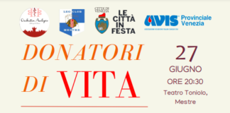 “Donatori di vita”: giovedì 27 giugno al Teatro Toniolo il concerto per la Giornata mondiale del donatore di sangue Donatori di vita - la locandina del concerto