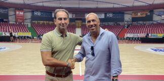 Taliercio concesso alla Gemini Basket Mestre anche per la stagione 2024/25 Al Taliercio, i due presidenti Casarin e Feliziani dopo l'accordo - foto dal sito Umana Reyer Venezia