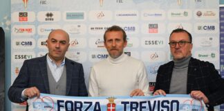 Carmine Parlato è il nuovo allenatore del Treviso FBC Il Presidente Saruggeri, l'allenatore Carmine Parlato e il DG Gementi - foto Fotostampa
