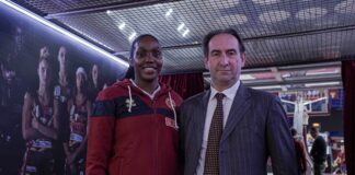 Beatrice Mompremier all’Umana Reyer Venezia Beatrice Mompremier e Federico Casarin - foto dal sito web dell'Umana Reyer Venezia