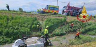 Concordia Sagittaria, una Lamborghini finisce rovesciata in un canale: un morto e un ferito La Lamborghini finita rovesciata in un canale a Concordia Sagittaria