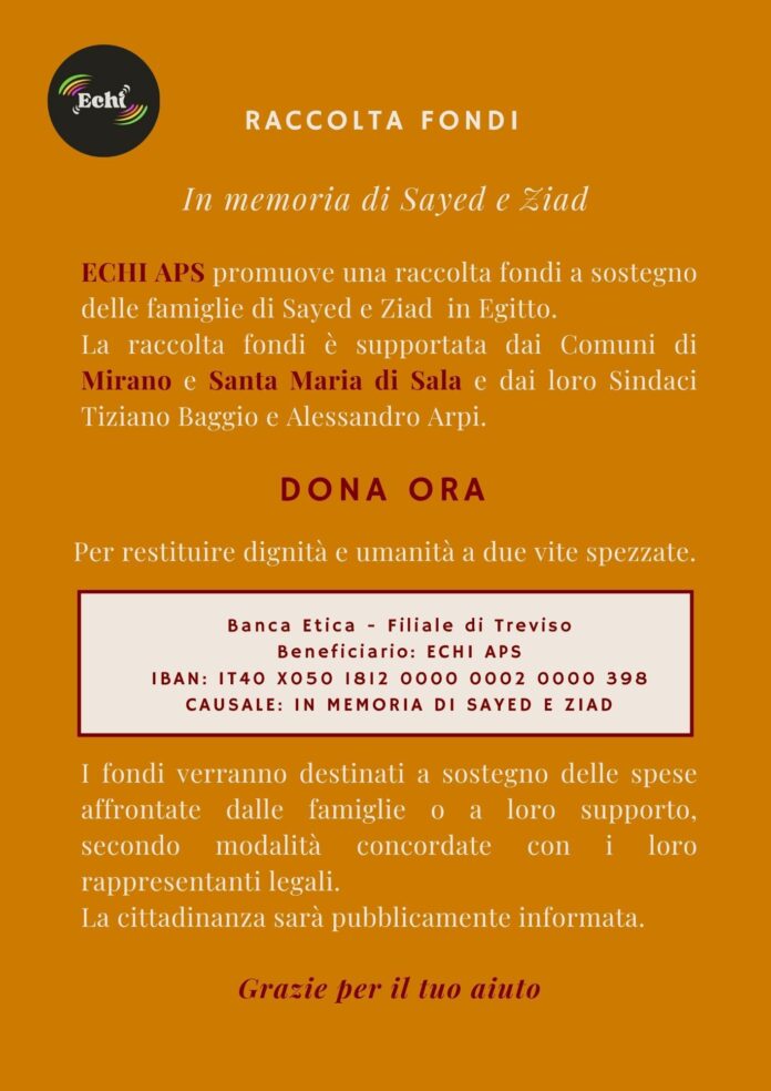 Raccolta fondi in memoria di Sayed e Ziad