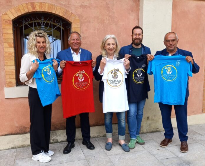 Vendemmia Social-e, presentazione edizione 2025. Da sinistra: Giusy Facchin, Francesco Benazzi, Nelly Raisi Mantovani, Simone Rech, Luca Pinzi Vendemmia Social-e, presentazione edizione 2025. Da sinistra: Giusy Facchin, Francesco Benazzi, Nelly Raisi Mantovani, Simone Rech, Luca Pinzi
