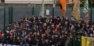 Carrarese-Venezia 3-2, beffa finale per i ragazzi di Stroppa Carrarese-Venezia, il settore dei tifosi arancioneroverdi