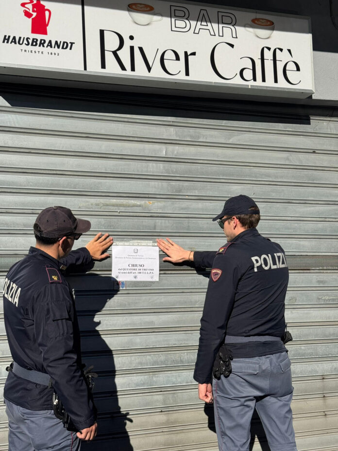 Il bar chiuso per 7 giorni dal Questore di Treviso Il bar chiuso per 7 giorni dal Questore di Treviso