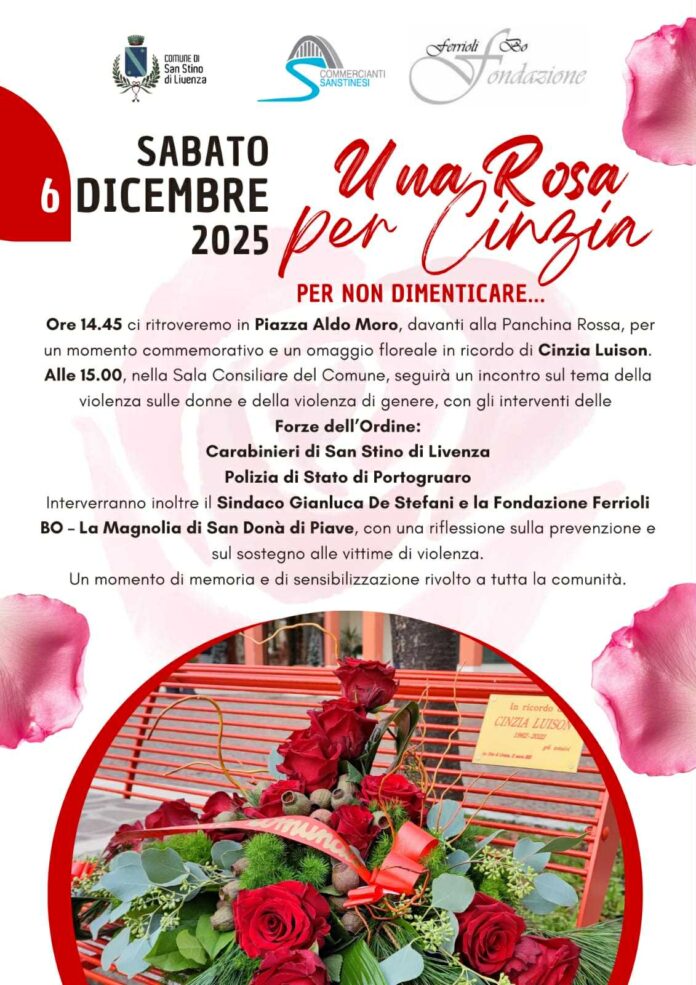 “Una rosa per Cinzia”, la locandina “Una rosa per Cinzia”, la locandina