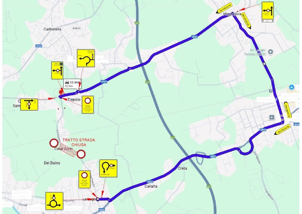 Ciclovia GiraSile, la mappa delle deviazioni