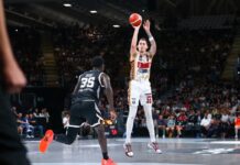 Reyer vince Gara1 delle semifinali a Bologna Bologna-Reyer, una giocata del top scorer Kyle Wiltjer - foto dal sito LBA